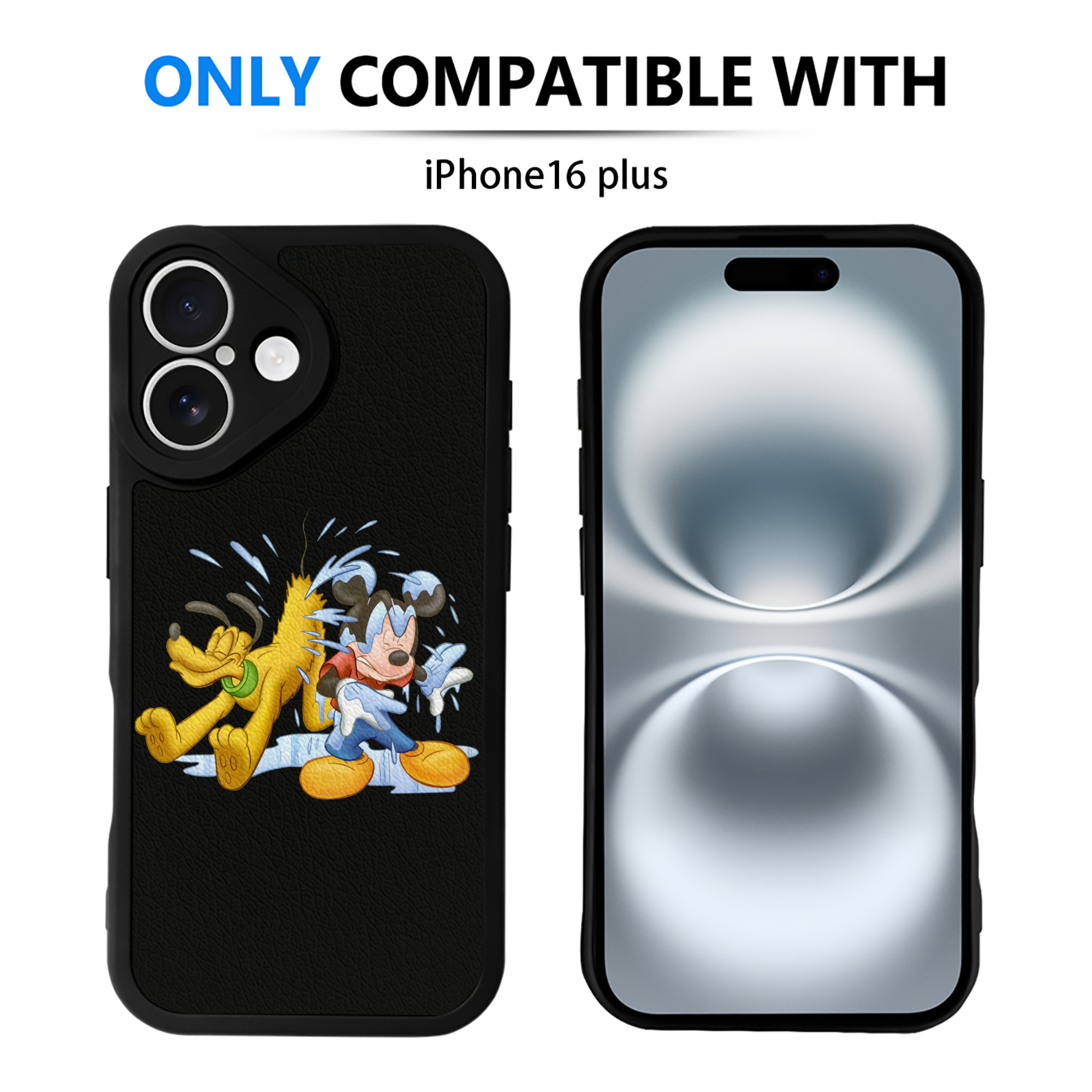（画像用） ミッキーマウス Mickey Mouse 【iPhone 16シリーズ対応】シリコンスマホケース（レザー調） 材質：シリコン